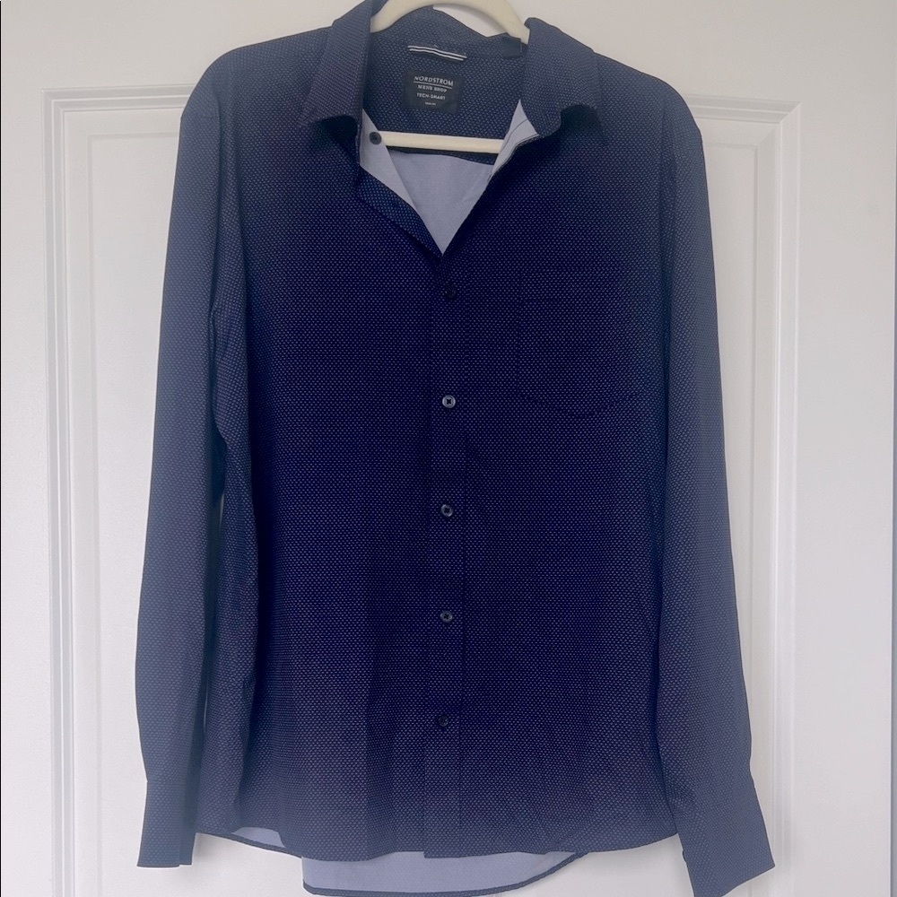 Nordstrom Dark Blue Silky Button Down Shirt